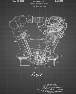 PP844-Black Grid Ford Internal Combustion Engine Poster