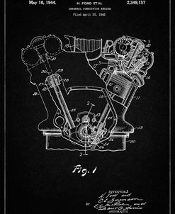 PP844-Vintage Black Ford Internal Combustion Engine Poster