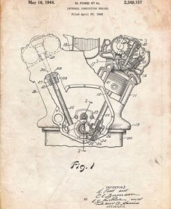 PP844-Vintage Parchment Ford Internal Combustion Engine Poster