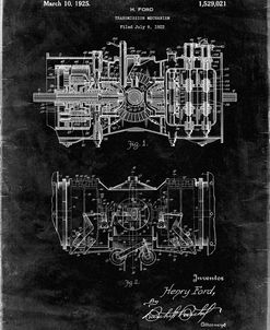 PP847-Black Grunge Ford Railcar Transmission Gearing 1925 Patent Print