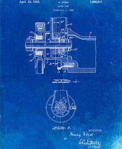 PP850-Faded Blueprint Ford Water Pump Patent Poster