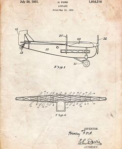 PP849-Vintage Parchment Ford Tri-Motor Airplane “The Tin Goose” Patent Poster