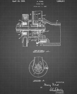 PP850-Black Grid Ford Water Pump Patent Poster