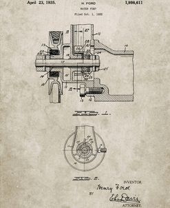 PP850-Sandstone Ford Water Pump Patent Poster
