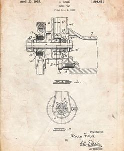 PP850-Vintage Parchment Ford Water Pump Patent Poster