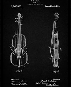 PP853-Vintage Black Frank M. Ashley Violin Patent Poster