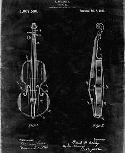 PP853-Black Grunge Frank M. Ashley Violin Patent Poster