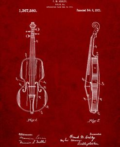 PP853-Burgundy Frank M. Ashley Violin Patent Poster
