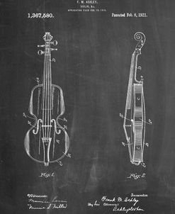 PP853-Chalkboard Frank M. Ashley Violin Patent Poster