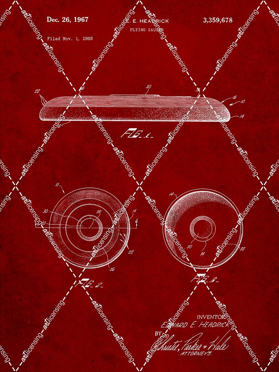 PP854-Burgundy Frisbee Patent Poster