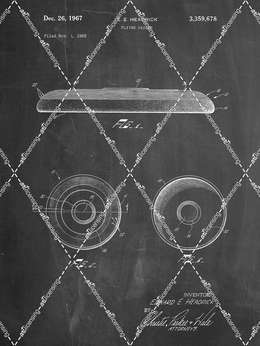 PP854-Chalkboard Frisbee Patent Poster