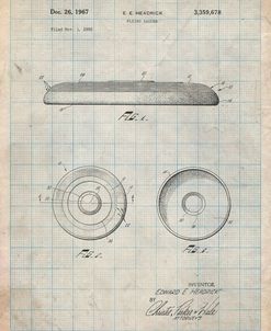 PP854-Antique Grid Parchment Frisbee Patent Poster