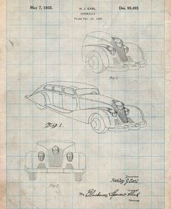 PP855-Antique Grid Parchment GM Cadillac Concept Design Patent Poster