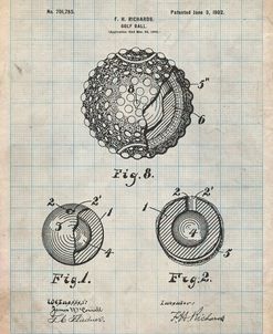 PP856-Antique Grid Parchment Golf Ball 1902 Patent Poster