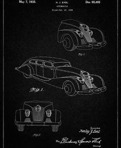 PP855-Vintage Black GM Cadillac Concept Design Patent Poster