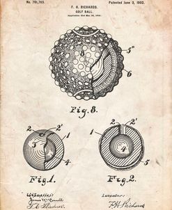 PP856-Vintage Parchment Golf Ball 1902 Patent Poster