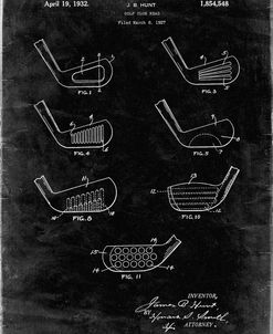 PP857-Black Grunge Golf Club Head Patent Poster
