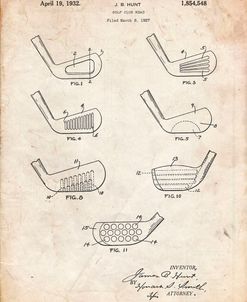 PP857-Vintage Parchment Golf Club Head Patent Poster
