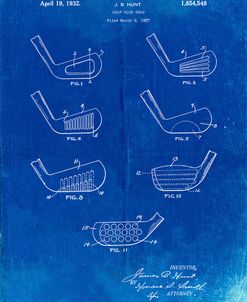 PP857-Faded Blueprint Golf Club Head Patent Poster