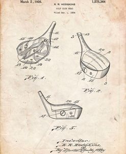 PP858-Vintage Parchment Golf Fairway Club Head Patent Poster