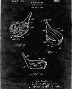 PP858-Black Grunge Golf Fairway Club Head Patent Poster