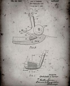PP859-Faded Grey Golf Sand Wedge Patent Poster