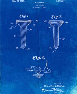 PP860-Faded Blueprint Golf Tee Patent Poster