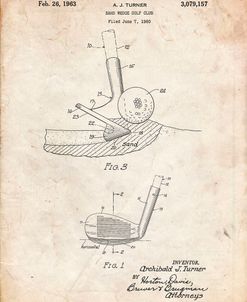 PP859-Vintage Parchment Golf Sand Wedge Patent Poster
