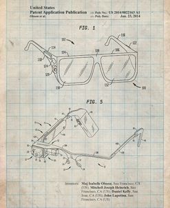 PP861-Antique Grid Parchment Google Glass Patent Poster