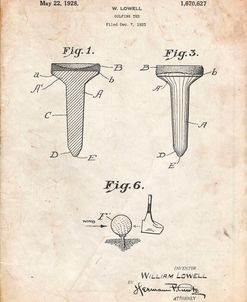 PP860-Vintage Parchment Golf Tee Patent Poster