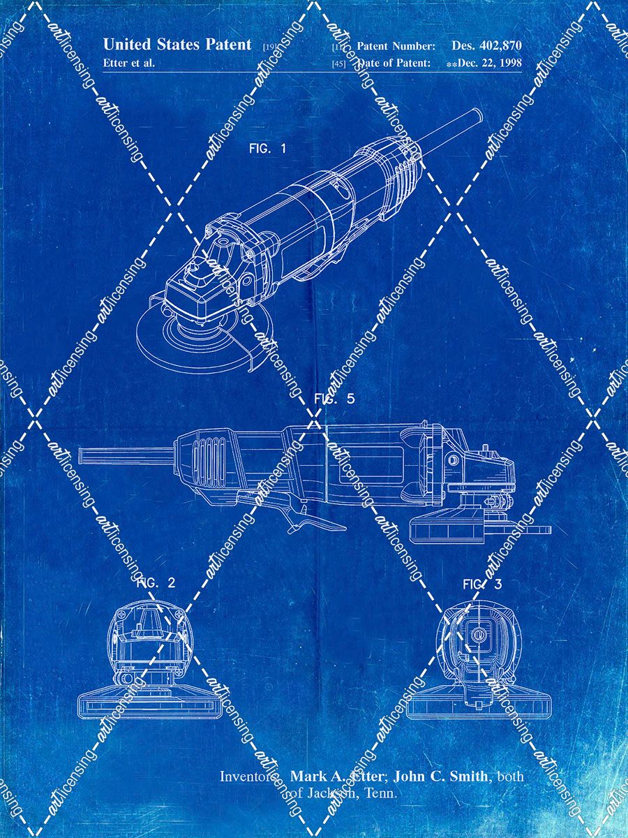 PP863-Faded Blueprint Grinder Poster, Grinder Patent