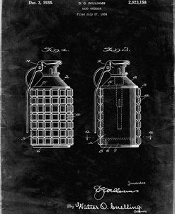 PP867-Black Grunge Hand Grenade Patent Poster