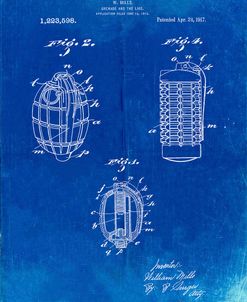 PP866-Faded Blueprint Hand Grenade 1915 Patent Poster