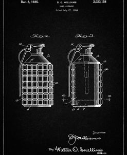 PP867-Vintage Black Hand Grenade Patent Poster