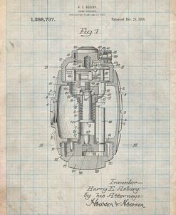 PP868-Antique Grid Parchment Hand Grenade World War 1 Patent Poster