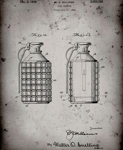 PP867-Faded Grey Hand Grenade Patent Poster