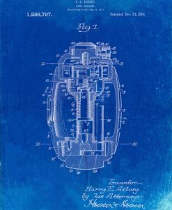 PP868-Faded Blueprint Hand Grenade World War 1 Patent Poster