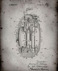 PP868-Faded Grey Hand Grenade World War 1 Patent Poster