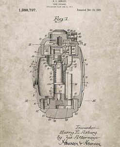 PP868-Sandstone Hand Grenade World War 1 Patent Poster