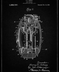 PP868-Vintage Black Hand Grenade World War 1 Patent Poster