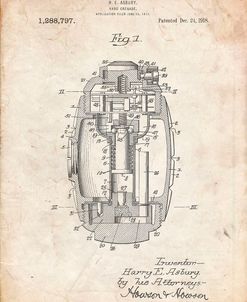 PP868-Vintage Parchment Hand Grenade World War 1 Patent Poster