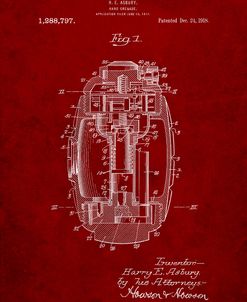PP868-Burgundy Hand Grenade World War 1 Patent Poster