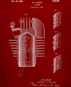 PP869-Burgundy Harley Davidson Cylinder 1919 Patent Poster