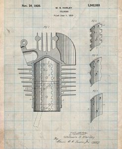 PP869-Antique Grid Parchment Harley Davidson Cylinder 1919 Patent Poster
