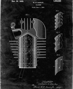 PP869-Black Grunge Harley Davidson Cylinder 1919 Patent Poster