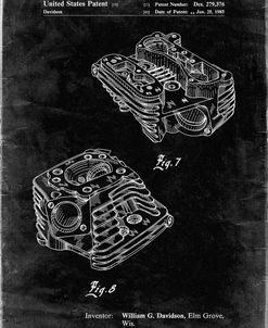 PP870-Black Grunge Harley Davidson Engine Head Patent Poster