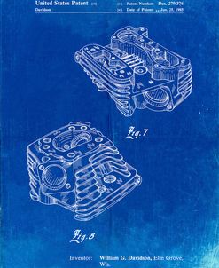 PP870-Faded Blueprint Harley Davidson Engine Head Patent Poster