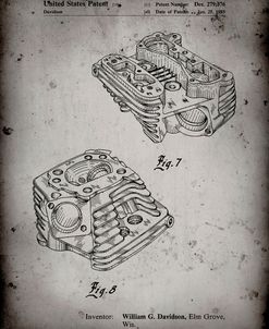 PP870-Faded Grey Harley Davidson Engine Head Patent Poster