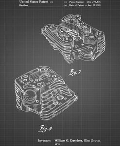 PP870-Black Grid Harley Davidson Engine Head Patent Poster