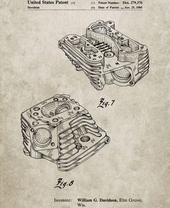 PP870-Sandstone Harley Davidson Engine Head Patent Poster